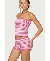 Edikted Women's Nola Striped Textured Knit Strapless Top