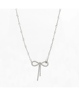 Sterling Silver 18k Gold Plated Camelie Crystal Ribbon Chain Necklace