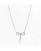 Sterling Silver 18k Gold Plated Camelie Crystal Ribbon Chain Necklace
