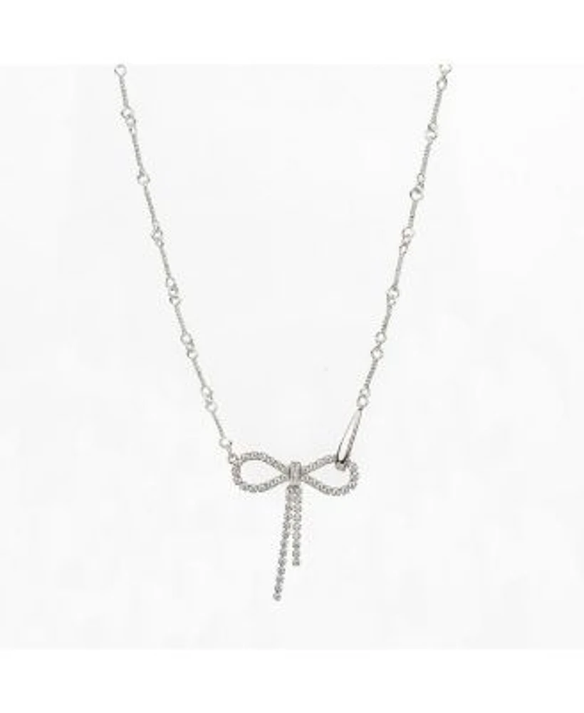 Sterling Silver 18k Gold Plated Camelie Crystal Ribbon Chain Necklace
