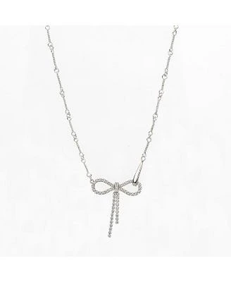 Sterling Silver 18k Gold Plated Camelie Crystal Ribbon Chain Necklace
