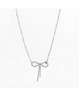 Sterling Silver 18k Gold Plated Camelie Crystal Ribbon Chain Necklace