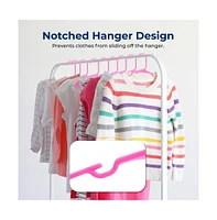 SereneLife 60 Pcs. Non-Slip Plastic Kids Hangers - Durable and Space-Saving Closet Organizers for Infants, Toddlers, and Kids' Clothing (Pink
