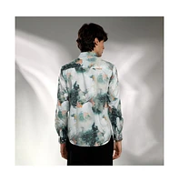 Campus Sutra Men's Jungle Green Faded Bloom Shirt