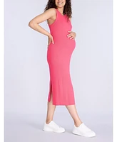 Motherhood Maternity Women's Crew Neck Sleeveless Racerback Midi Dress