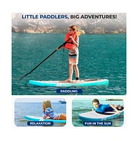 Free-Flow Welded Inflatable Kids Stand-Up Paddle-Board with Single-Action Hand Pump, 3-Shaft Aluminum Paddle (Black)