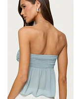 Edikted Women's Beadie Sheer Chiffon Strapless Top