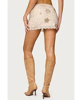 Edikted Womens Astrid Beaded Mini Skirt