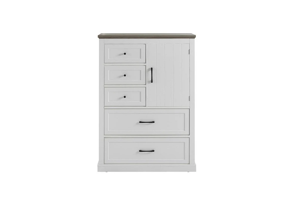 Casainc White Kitchen Cabinet with 5 Drawers for Bathroom