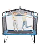 Slickblue Kids Trampoline Indoor Outdoor Mini with Gymnastics Bar Hammock for Toddlers 3+
