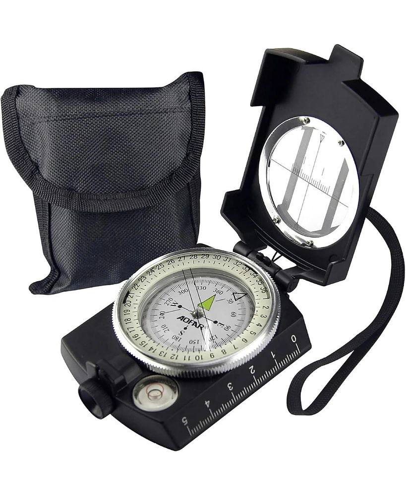 Aofar Military Compass,Af-4580 Lensatic Sighting, Waterproof and Shakeproof with Map Measurer Distance Calculator, Pouch for Camping