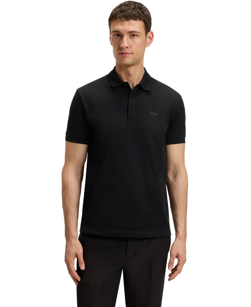 Boss by Hugo Men's Jacquard Body-Mapping Cotton Polo Shirt