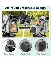 Gymax Petsjoy Folding Pet Stroller 4-Wheel Pet Travel Carrier w/Storage Basket