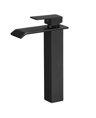 Greenspring Waterfall Single Hole Single Handle Bathroom Vessel Sink Faucet in Matte Black
