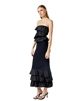 endless rose Women's Mixed Media Strapless Fitted Maxi Dress