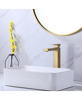 Greenspring Single Hole Handle Bathroom Vessel Sink Faucet With Supply Hose Brushed Gold