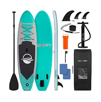 Free-Flow Welded Inflatable Stand-Up Paddle-Board with Double-Action Hand Pump, 3-Shaft Aluminum Paddle, Repair Kit and Backpack (Black)