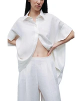 Nocturne Women's Ecru Linen Flowy Shirt
