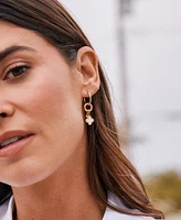 brook & york Chatham Gold Plated Clover Cultivated Pearl Charm Hoop Earrings