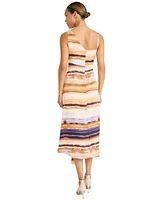 Maggy London Women's Satin Georgette Striped Asymmetrical Dress
