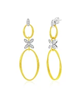 Suzy Levian Golden Helix Sterling Silver & Cubic Zirconia Flower Double Circle Coil Earrings