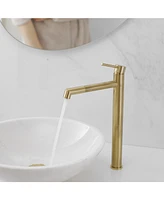 Greenspring Single Hole Handle Bathroom Vessel Sink Faucet With Supply Hose Black Gold