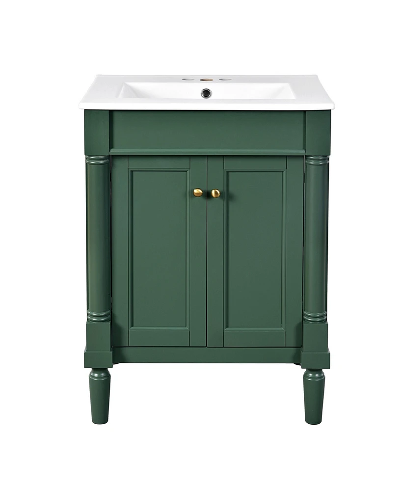 Casainc 24" Vanity with Sink and 2-Tier Shelf, Modern Freestanding Cabinet