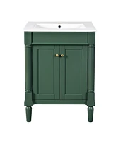 Casainc 24" Vanity with Sink and 2-Tier Shelf, Modern Freestanding Cabinet