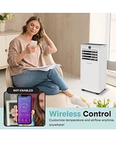 SereneLife Portable Air Conditioner - 1000 Btu (Ashrae) Compact Cooling Unit with WiFi Function, Includes Window Mount Kit (Gray)