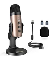 ZealSound Usb Microphone k66g Gold and Furry Microphone Cover Bundle