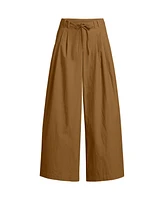 Lands' End Women's Poplin Mid Rise Pleated Slouchy Pants