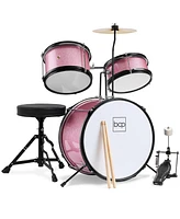 Best Choice Products Kids Beginner 3-Piece Drum, Musical Instrument Set w/ Sticks, Cushioned Stool, Drum Pedal