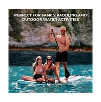 Inflatable Stand-Up Paddle-Board with Double-Action Hand Pump, 3-Piece Aluminum Sup Paddle, Leash, Removable Fin + 2 Side Fins, Repair Kit and Backpac