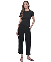 Dkny Jeans Women's Mid Rise Relaxed Pull-On Cargo Pants