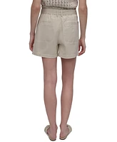 Dkny Jeans Women's Cotton Belted Paperbag-Waist Shorts