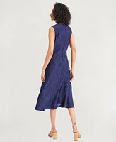 Luxely Women's Textured Sleeveless Fit & Flare Midi Dress