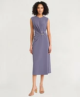 Luxely Women's Solid-Color V-Neck Sleeveless Dress