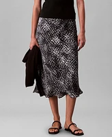 Calvin Klein Women's Printed Textured Satin Midi Skirt