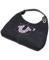True Religion Retro Logo Denim Hobo Bag