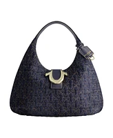 True Religion Quilted Horseshoe Large Denim Hobo