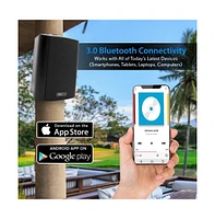 Pyle 6.5-Inch Wall Mount Waterproof Bluetooth Speaker System, Weather-Resistant, Built-In Amplifier, High-Power Sound, Black