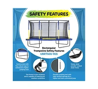 Plexalife 9' X 15' Gymnastics Style, Rectangular Trampoline Set with Premium Top-Ring Enclosure System - Blue/Yellow