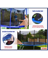 Plexalife Ft Round Trampoline Set with Safety Enclosure System - Backyard Trampoline - Outdoor Trampoline for Kids