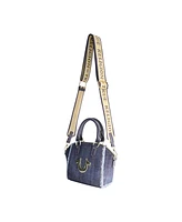 True Religion Frayed Denim Horseshoe Satchel