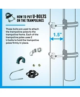 Plexalife 15 Ft Trampoline Safety Enclosure Set including Net, 6 Poles (with 6 pole caps) Trampoline Pole Foam Sleeves, Installs Inside the Frame