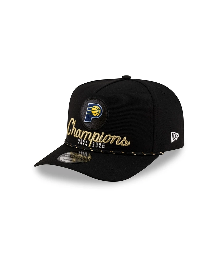 New Era Men's Black Indiana Pacers 2025 Nba Finals Champions Locker Room A-Frame 9FIFTY Snapback Hat