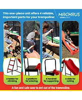 Plexalife Trampoline Step N Slide|Kids Outdoor Step Ladder and Wave Slide Set Fits Standard Round or Rectangle Trampolines with Net or Without - Red