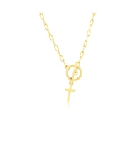 Simona Sterling Silver Cross Charm Paperclip Toggle Necklace