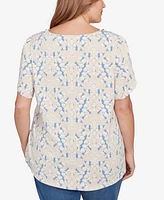 Ruby Rd. Plus Embellished Scallop Printed Top