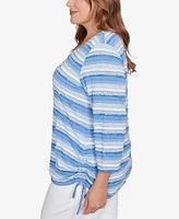 Ruby Rd. Plus Textured Stripe Drawstring Top